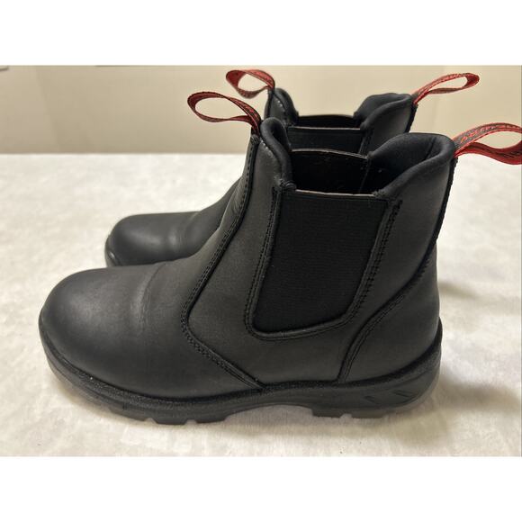 Sureway Boots Men’s Size 8.5 Black Leather Pull On Work Boots Ankle Non Slip - Picture 4 of 9